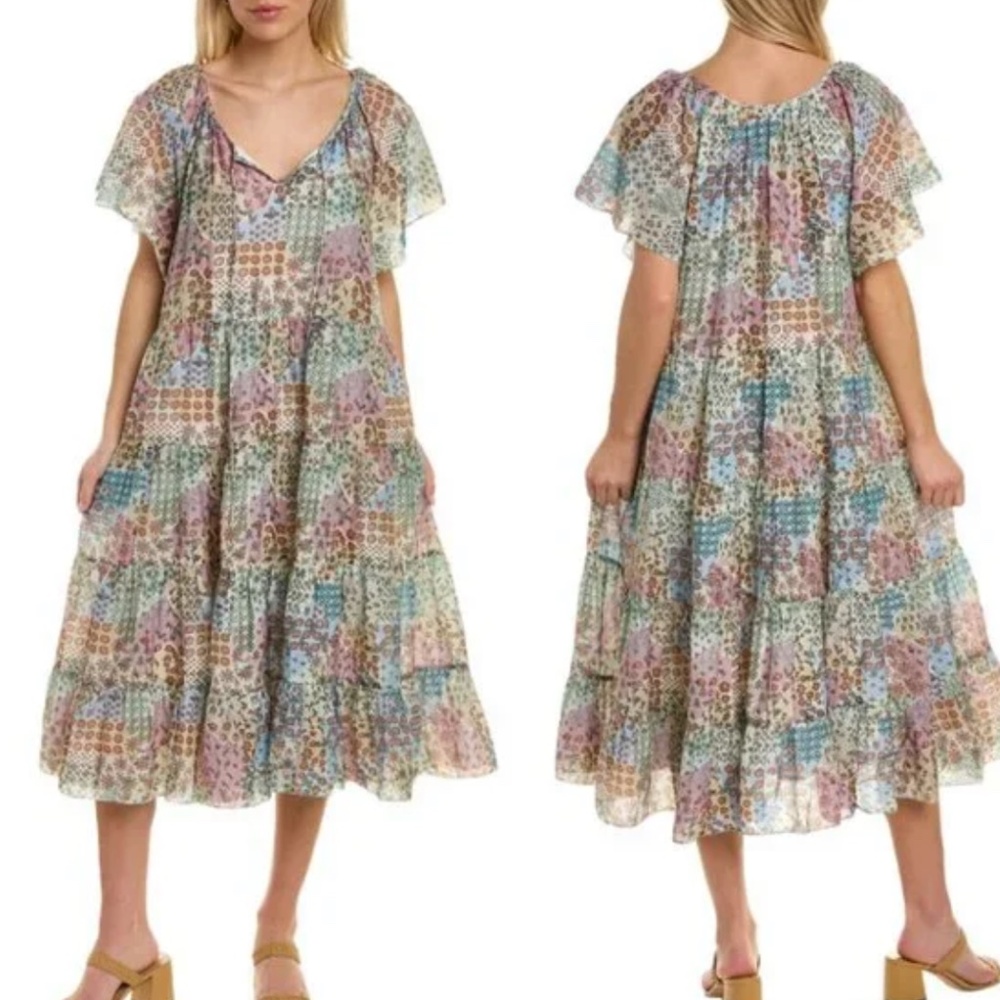 Roller Rabbit Primevere Phoenix Multicolor Patchwork Maxi Dress